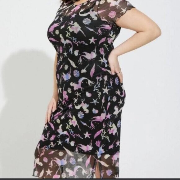 Torrid Women Disney The Little Mermaid Midi Mesh T-Shirt Dress Plus Size 1 NWT - Picture 2 of 13